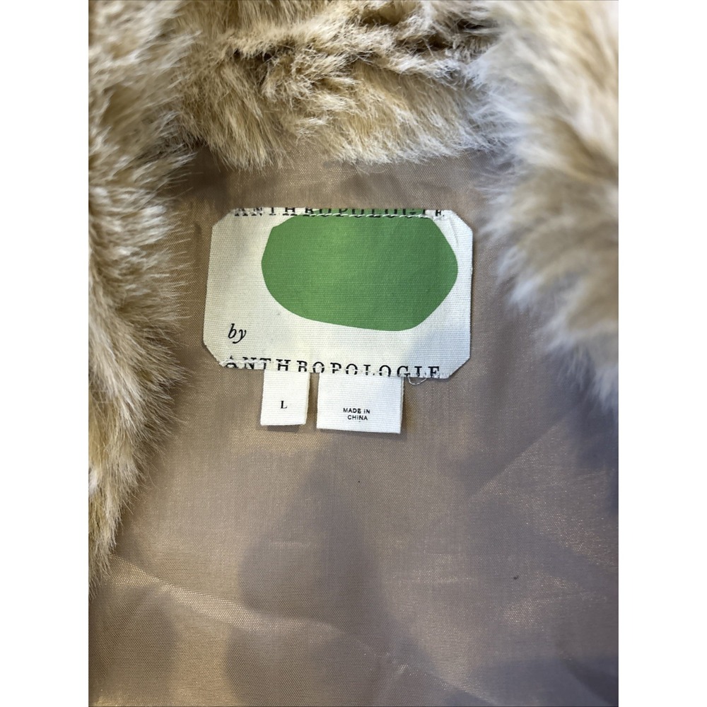 Anthropologie L Marlena Faux Fur Vest Leopard Patchwork‎ Women's Beige - Picture 10 of 10
